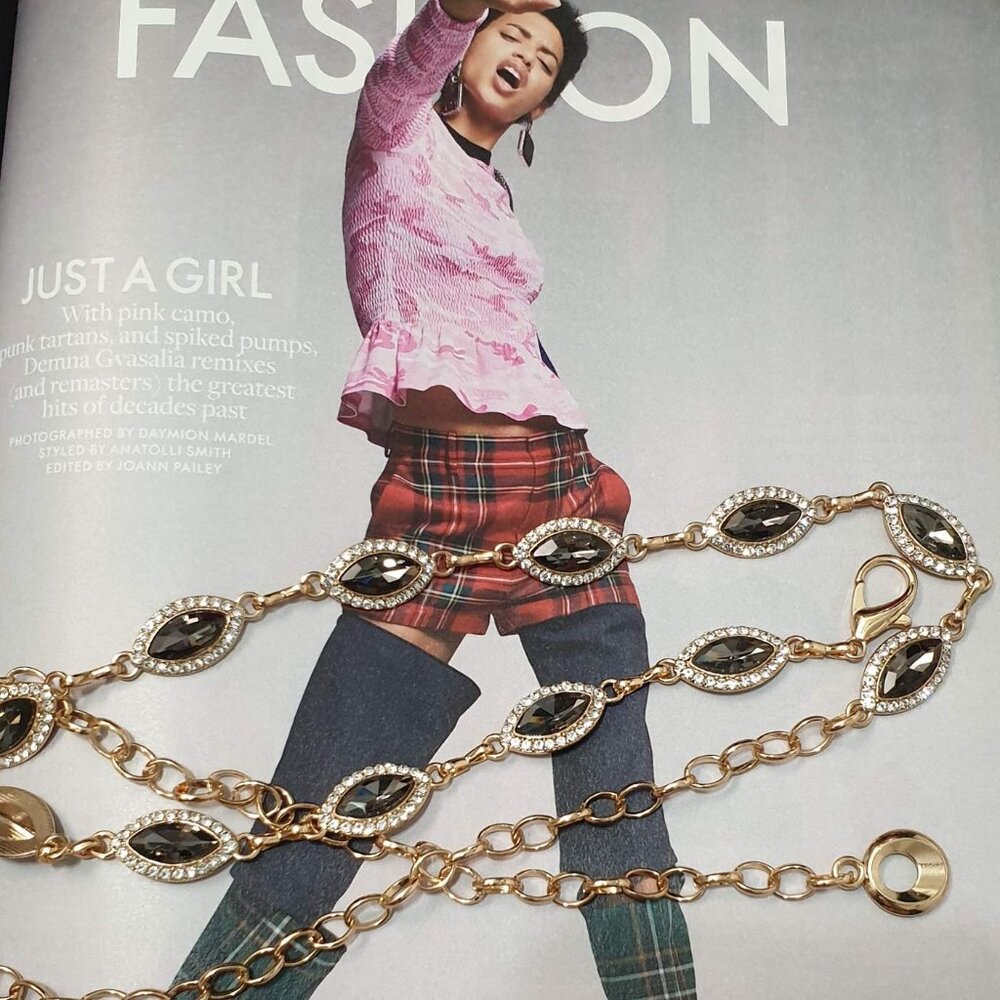 Fashion Design Adjustable Belt Gold Jewels Chain Women Casual Formal Accessory